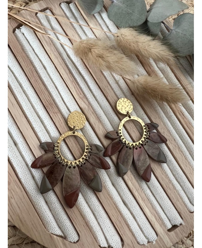 BOUCLES D'OREILLES DORIS - MARRON TAUPE