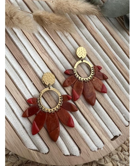 BOUCLES D'OREILLES DORIS -ORANGE ROUILLE