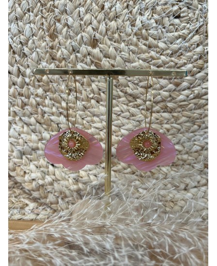 BOUCLES D'OREILLES FLEUR - ROSE