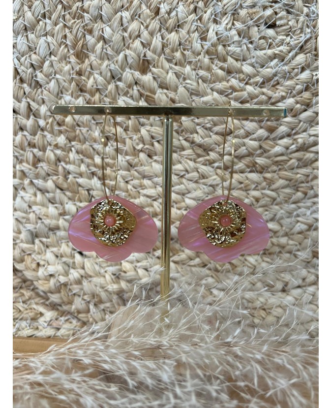 BOUCLES D'OREILLES FLEUR - ROSE